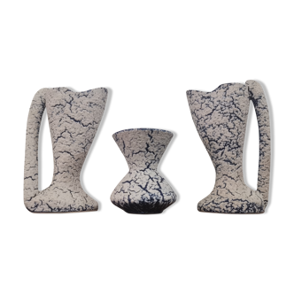 3 ceramic vases "Snow sandstone" France