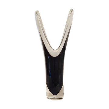 Vase en verre Paul Kedelv pour Flygsfors. Suède, années 1950.
