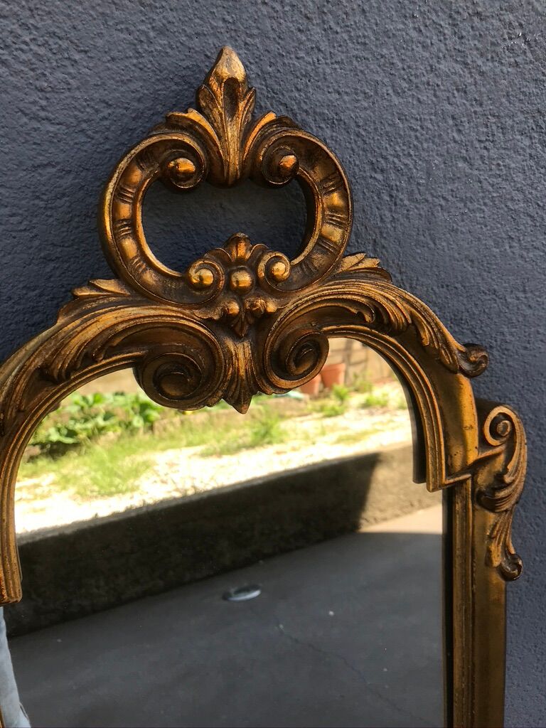Rock mirror wood and gilded stucco circa 1950 33x78cm