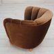 1960s, Danish curved chair, brown furniture velour.