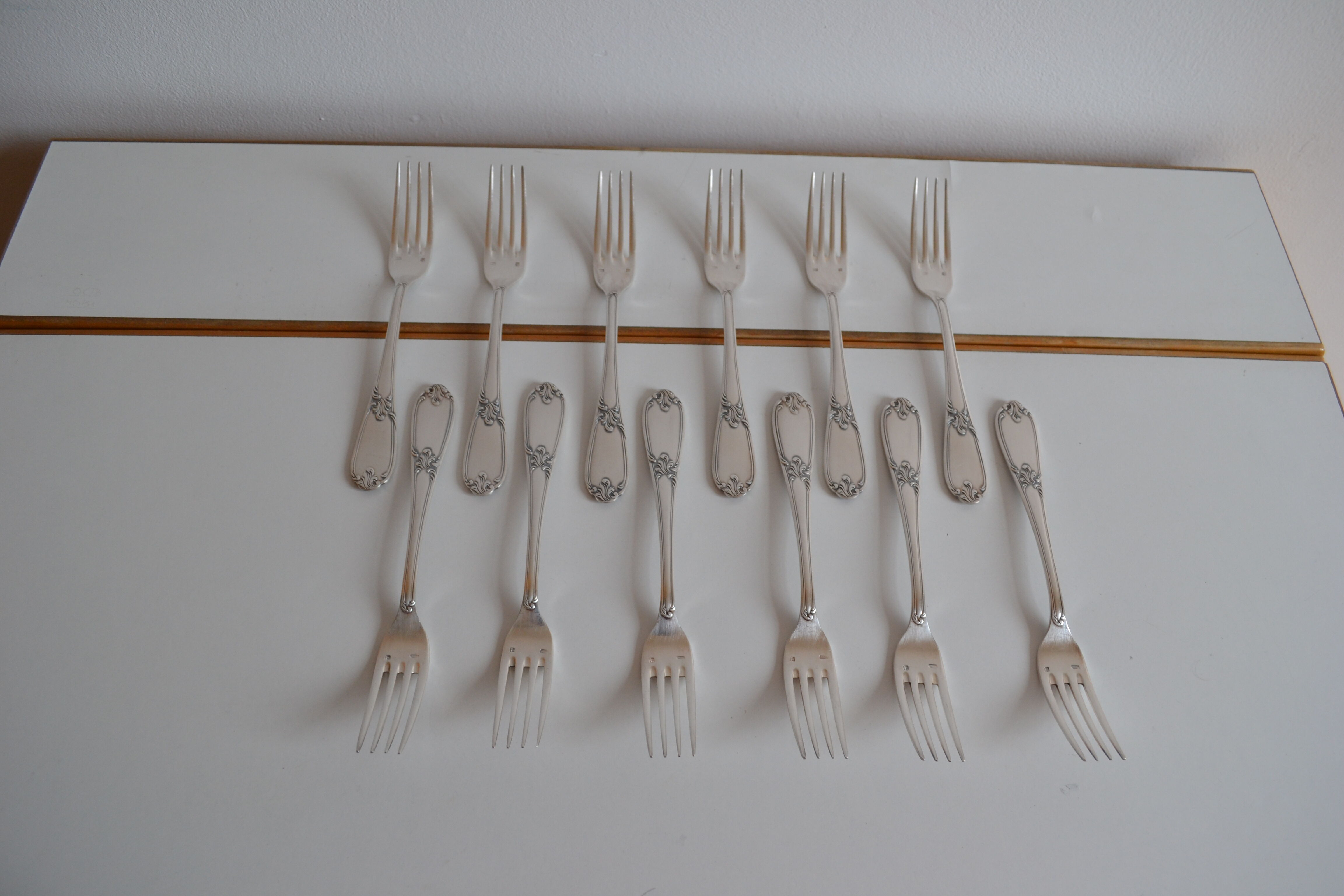 12 metal argente orfevre frionnet french table forks
