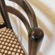 Set of 2 Vintage Wooden Dining Chairs: Brown & White Polka Dot Fabric 80s
