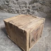 French antique oak safe, lockable rustic chest, circa 1750–1850.