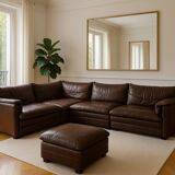 Large leather modular sofa, 1970s Germany