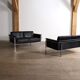 Horst Brüning Model 6912 two seater sofa in black leather for Kill International, Germany 1967