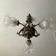 Ancien lustre cage en bronze et 4 feux tulipe