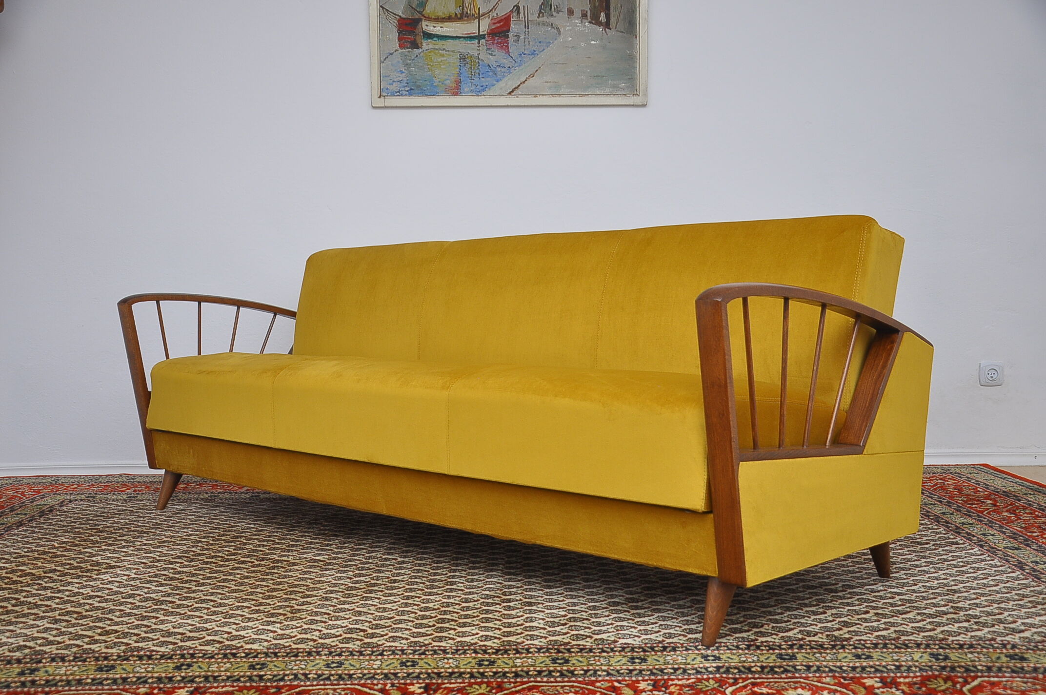 Yellow sleeper sofa 1960s