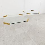 Lucite and brass coffee or side tables, 1970s