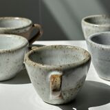 Set of 5 Indonesian ceramic handle coffee cups