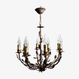 Lustre végétal en métal doré, 1960