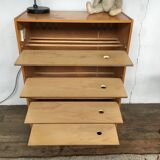 Shoe cabinet in light wood year 1960 vintage