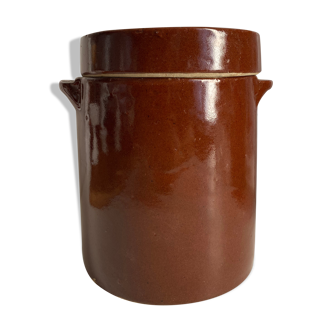 Old enamelled sandstone pot