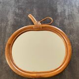 Vintage rattan apple mirror