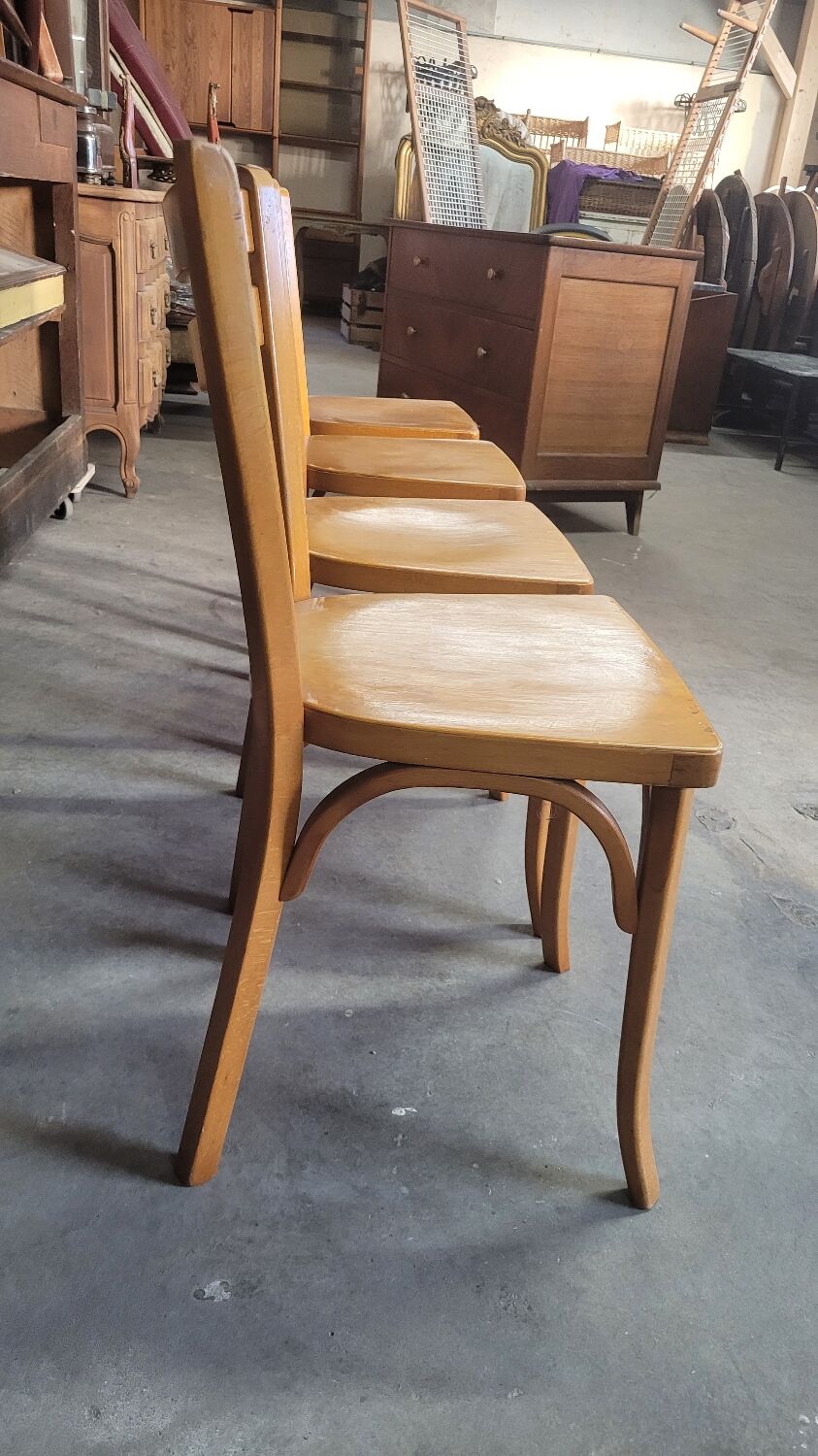 Series of 4 bistro chairs signed Baumann 1950 vintage