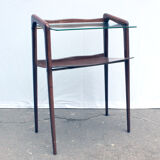 In wood and glass side table
