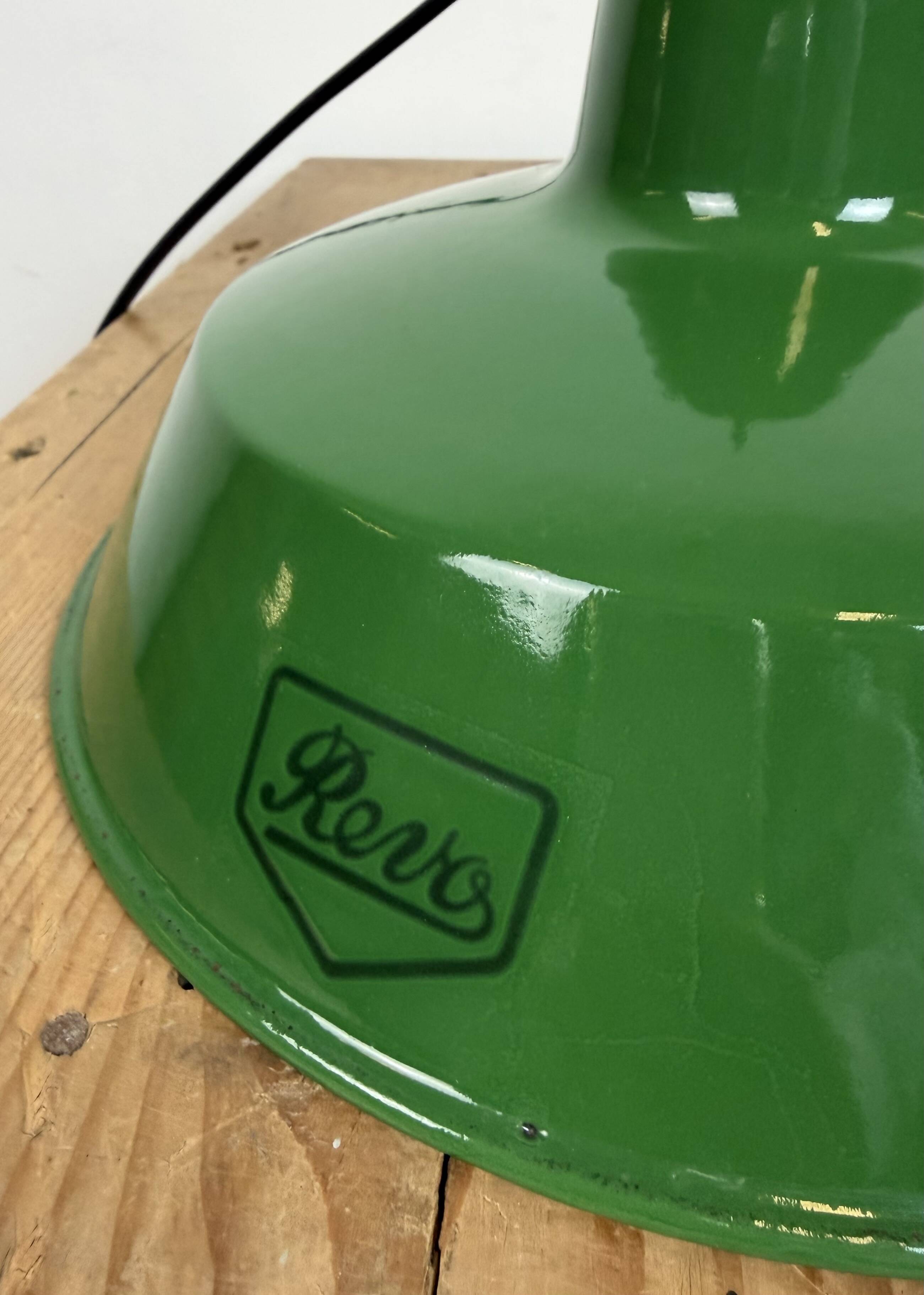 Industrial Green Enamel Factory Pendant Lamp from Revo, 1950s
