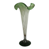 Ancien Vase Arum en Verre de Murano Vert