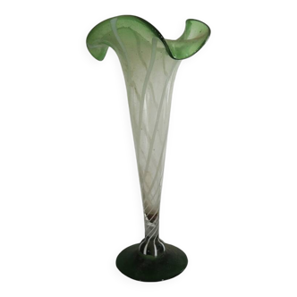 Antique Green Murano Glass Arum Vase