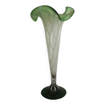 Antique Green Murano Glass Arum Vase