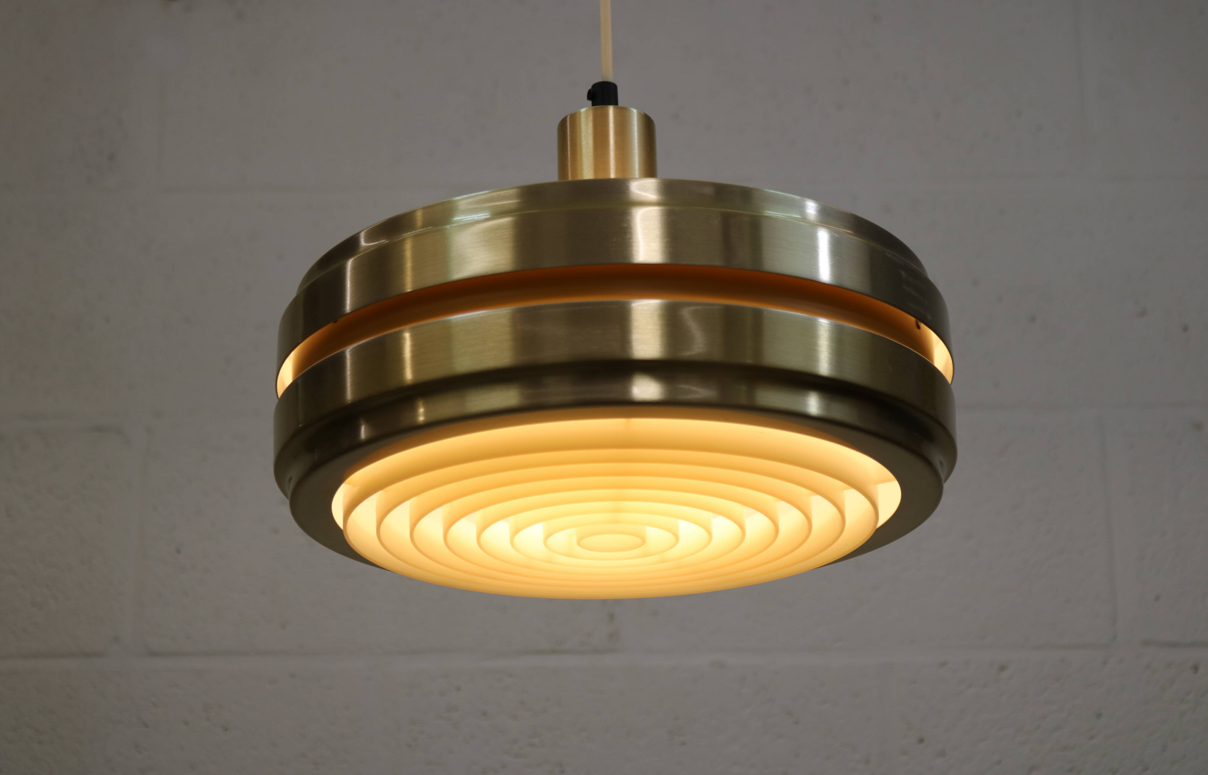 Golden vintage brass lamp: 1970s Scandinavian Mid-Century Modern