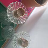 Pair of Roger Gallet glass candle holders