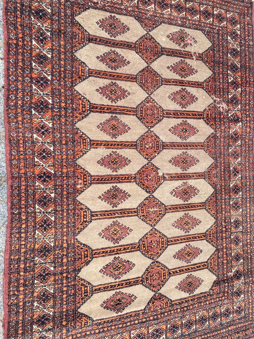 Vintage carpet pakistan drawings bokhara handmade 124x186 cm