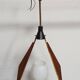 Teak, brass and opaline pendant light, Italy 1960