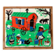 Wooden frame puzzle from the 1940s/50s depicting a caravan campsite.