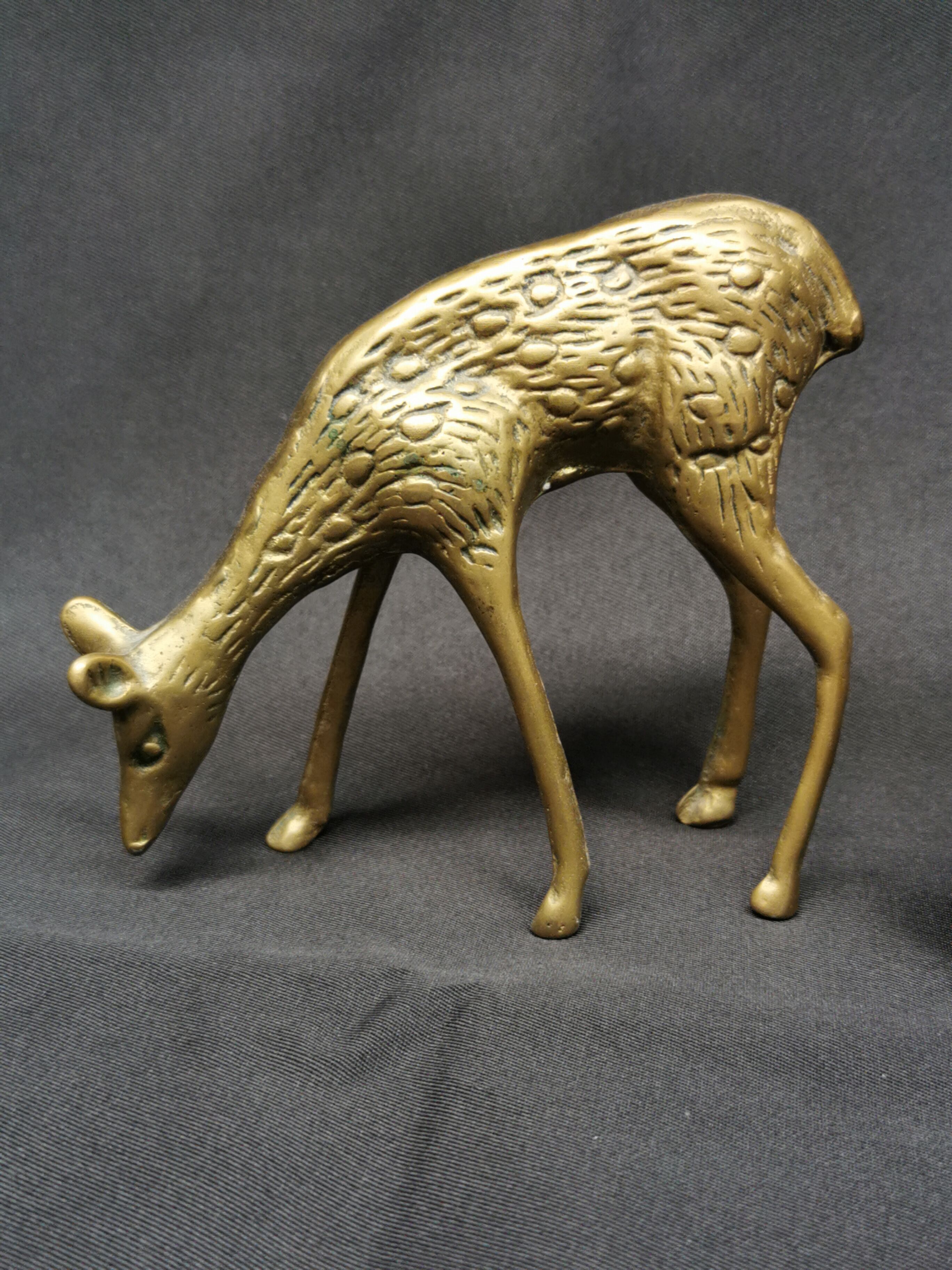 3 vintage animals deco / Brass Deer