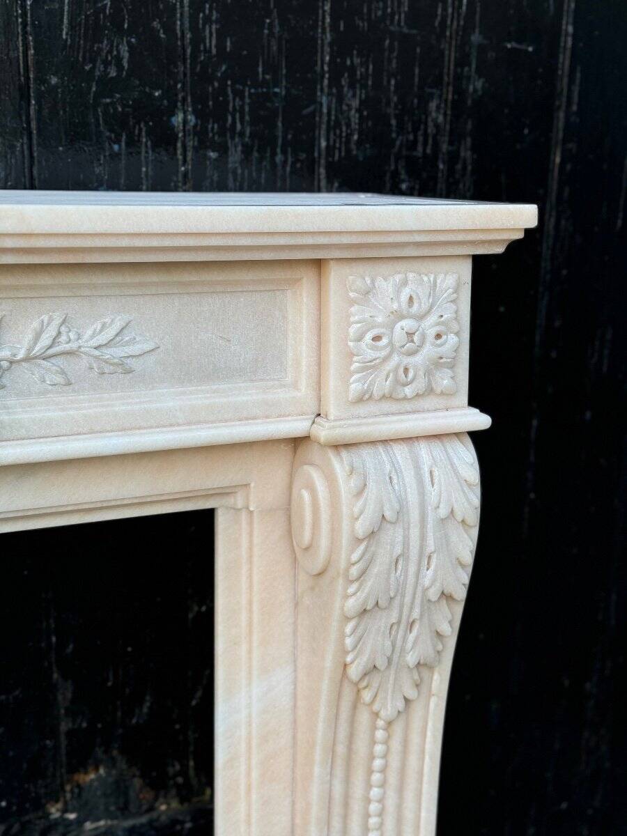 Louis XVI Style Fireplace in Pink Marble Circa 1980