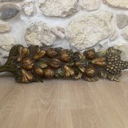 Large wall sculpture in carved gilded wood – fruits and foliage –