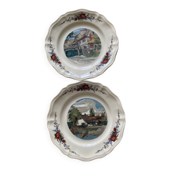 Lot de 2 assiettes plates obernai sarreguemines