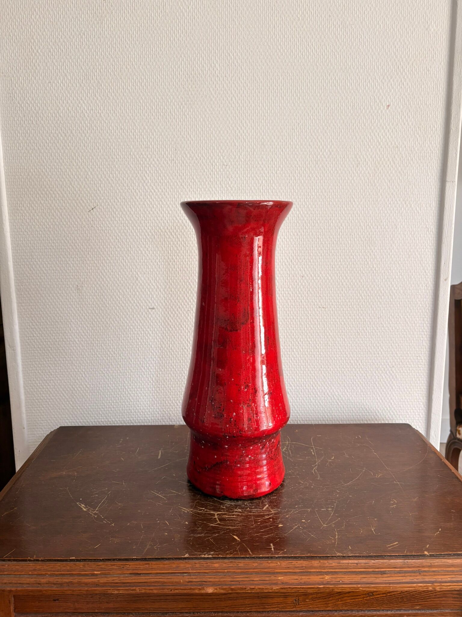 Red Volcanic Vase Selenium Spotted 1970s West Germany Mid Century
