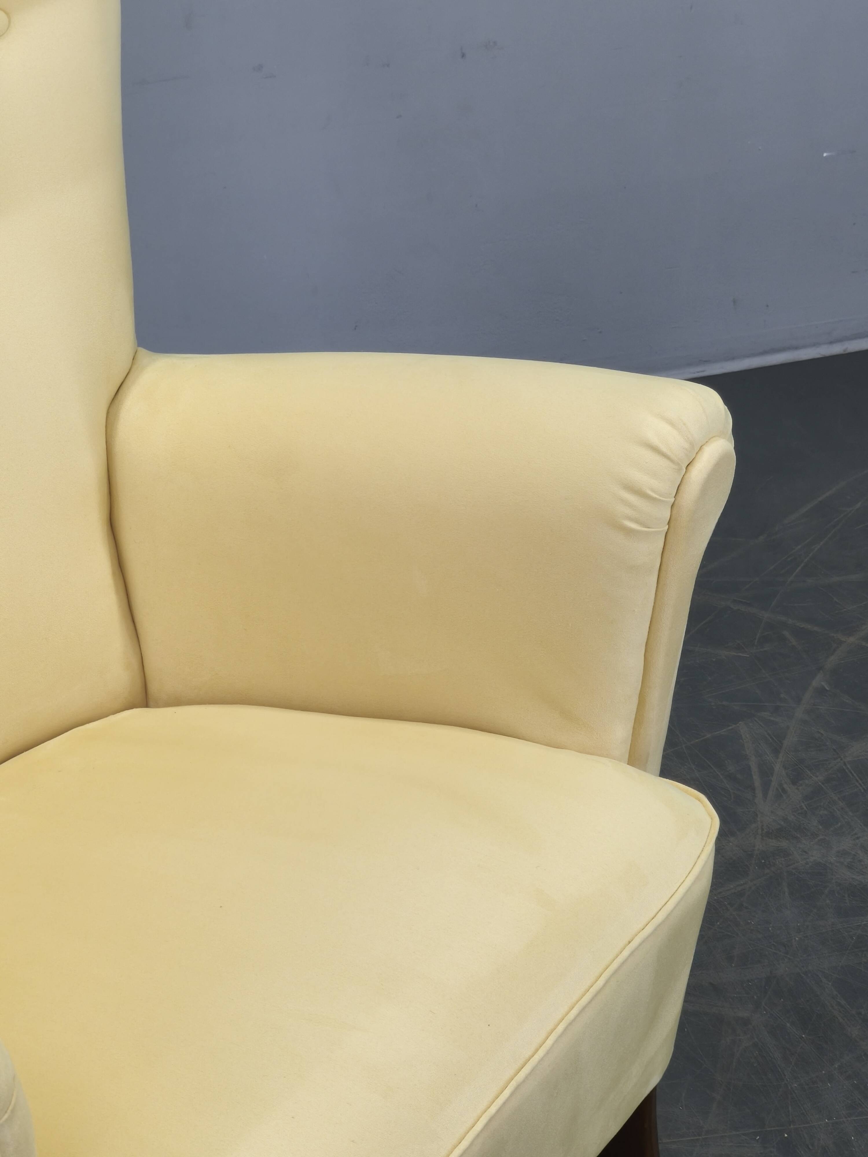 1950s Danish High Back Wing Lounge Chair Newly Reupholstered