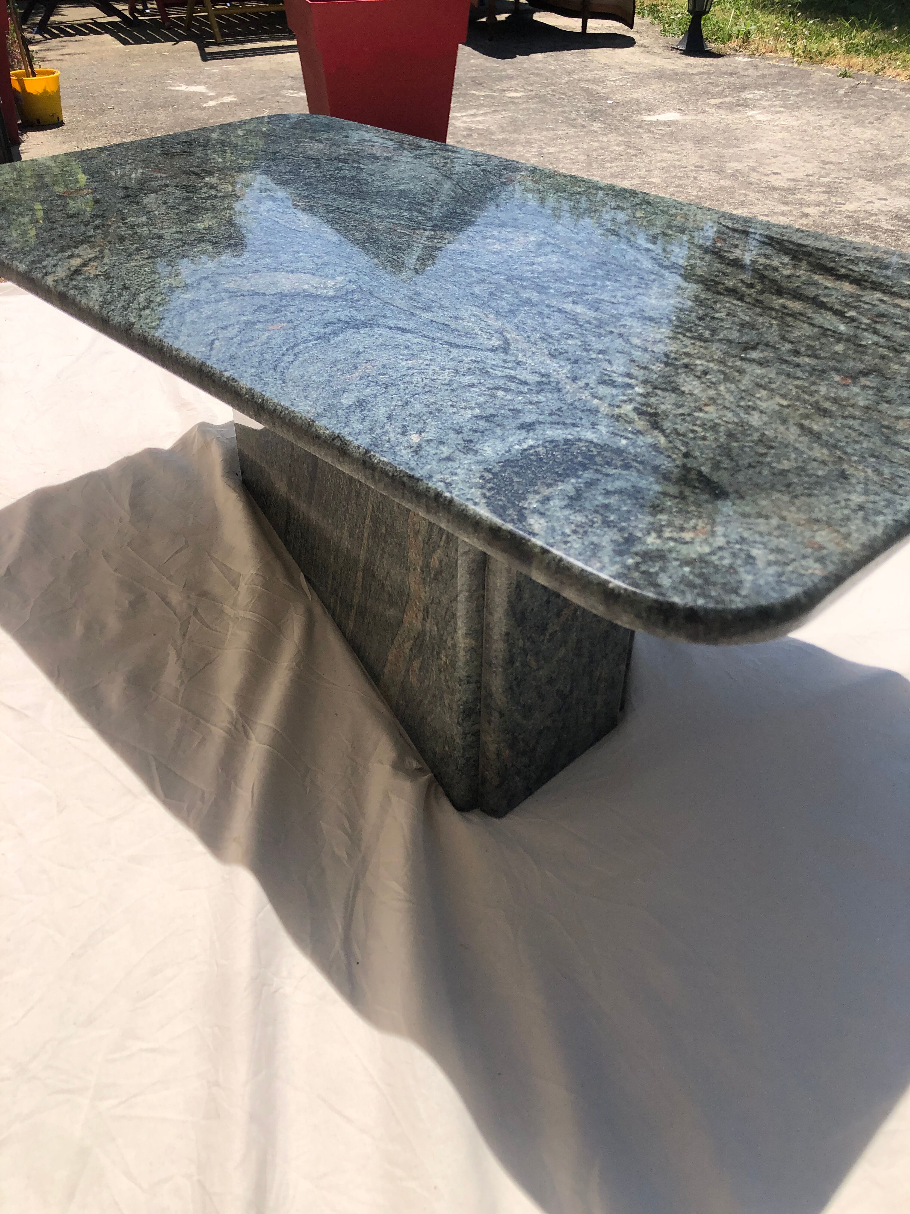 Coffee table in gray green marble