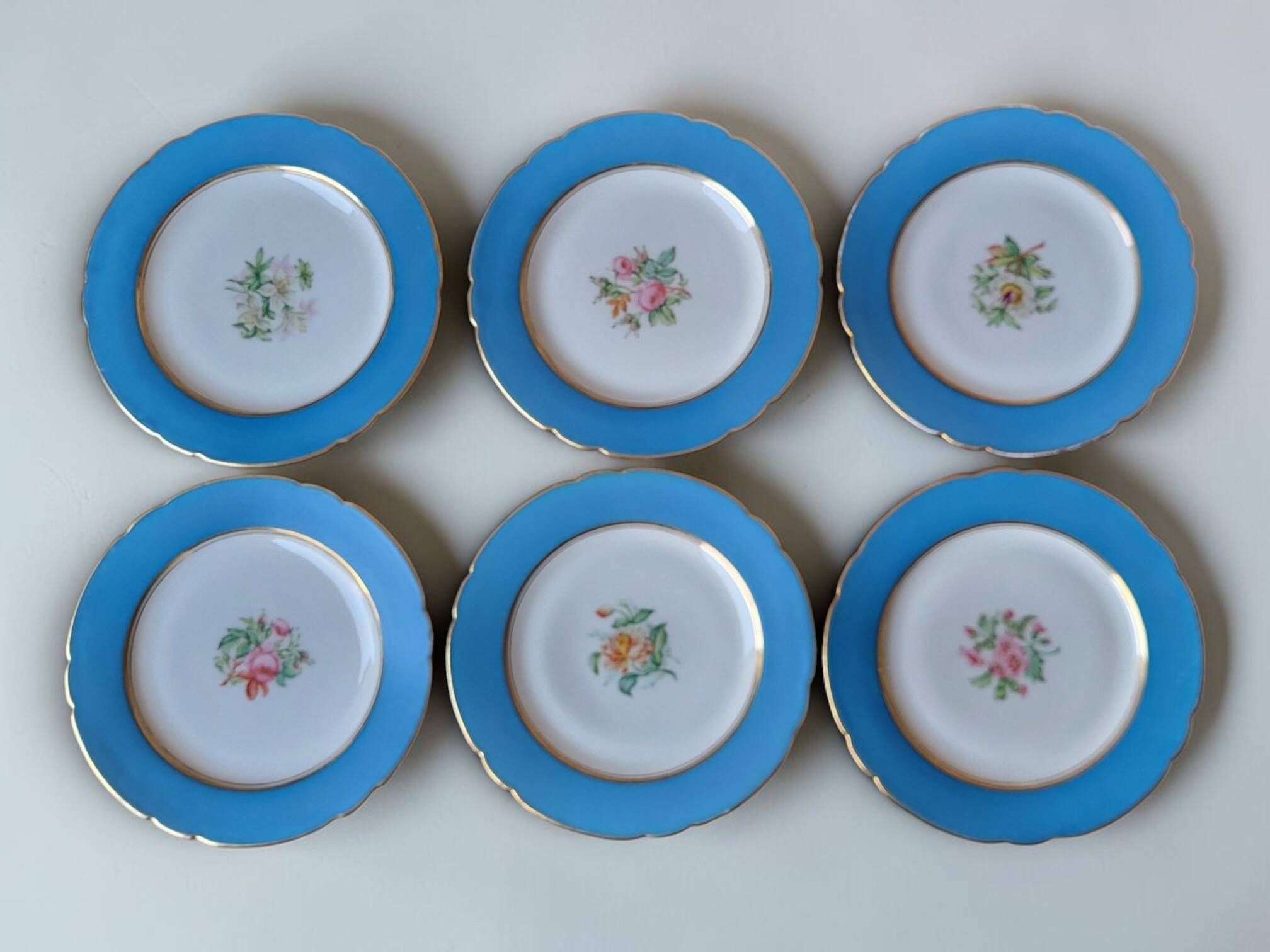 6 dessert plates in porcelain Old Paris 19th century