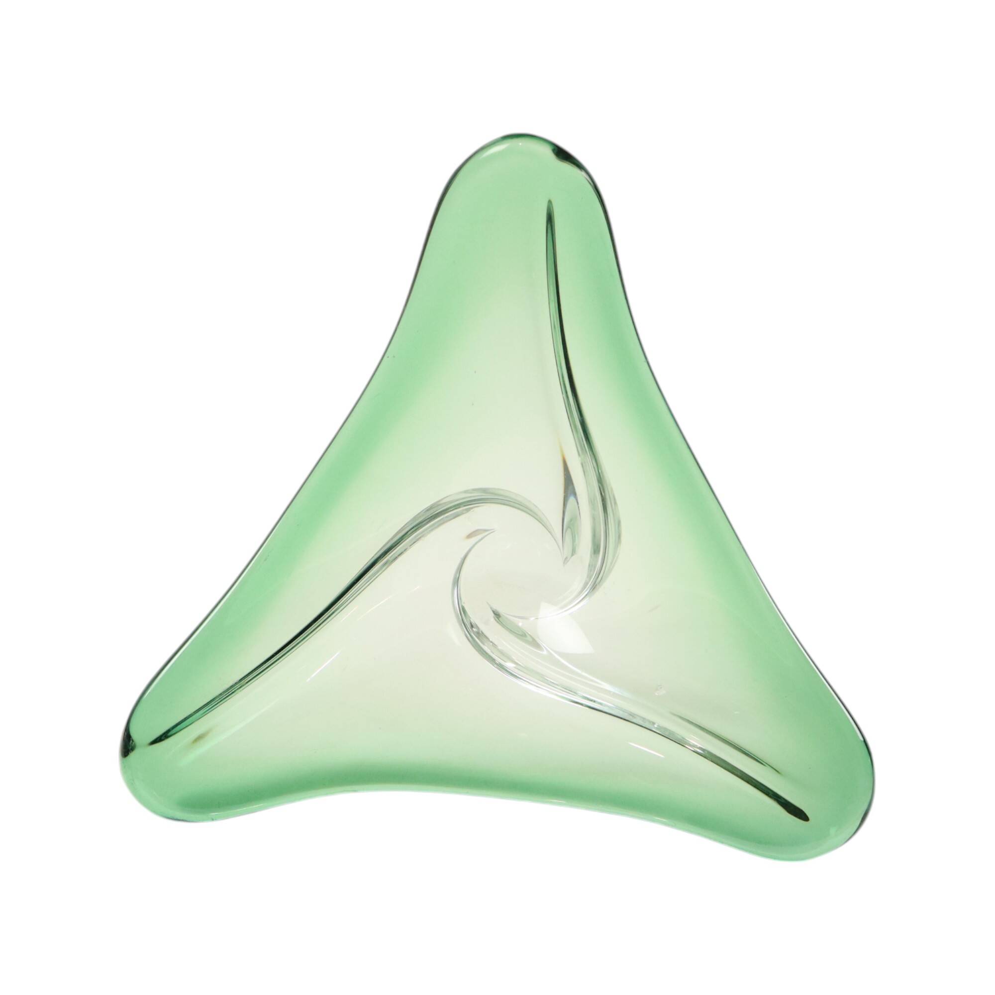 Vintage Green Crystal Bowl Val Saint Lambert 1960s