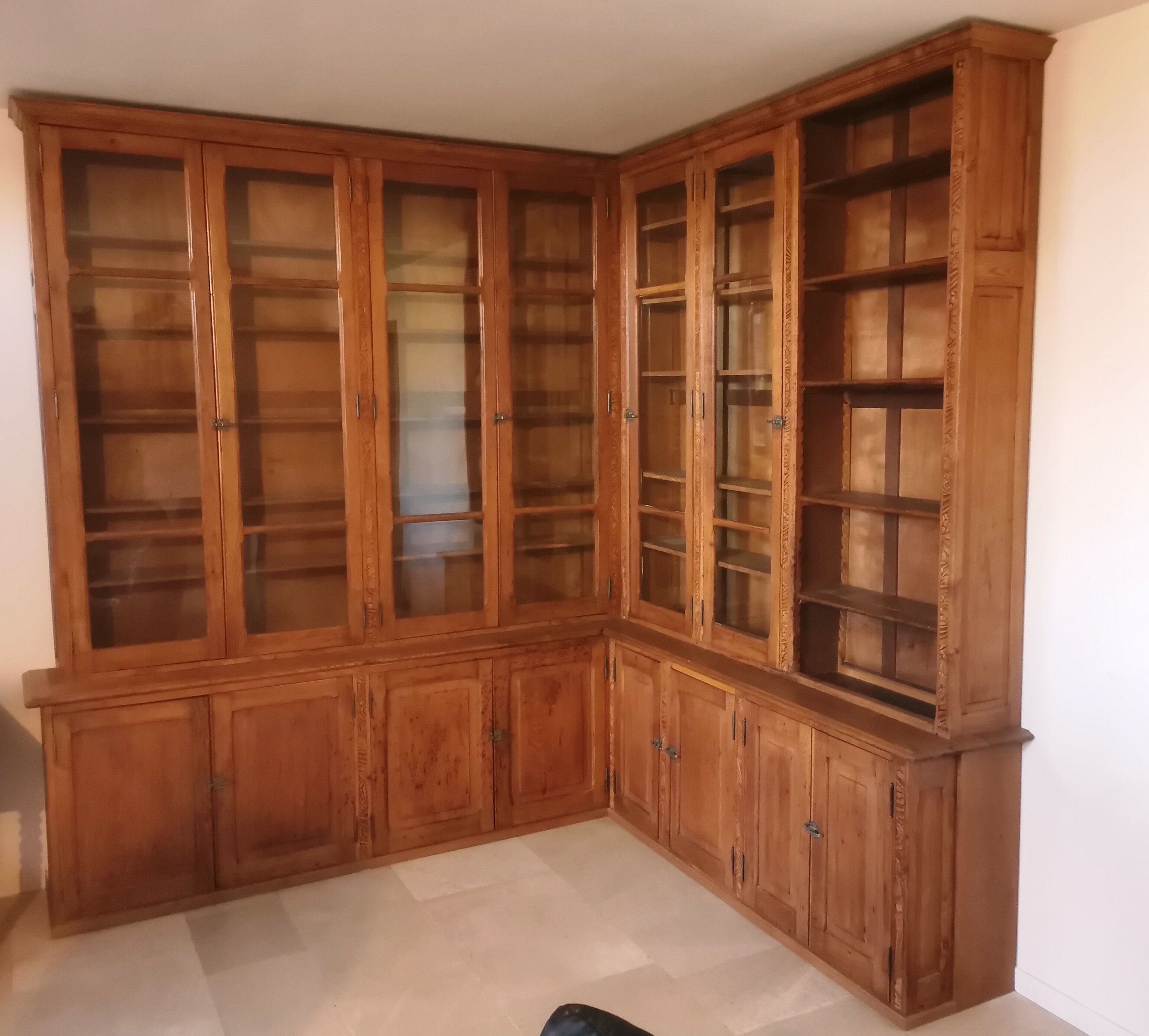 Old pharmacy furniture at an angle