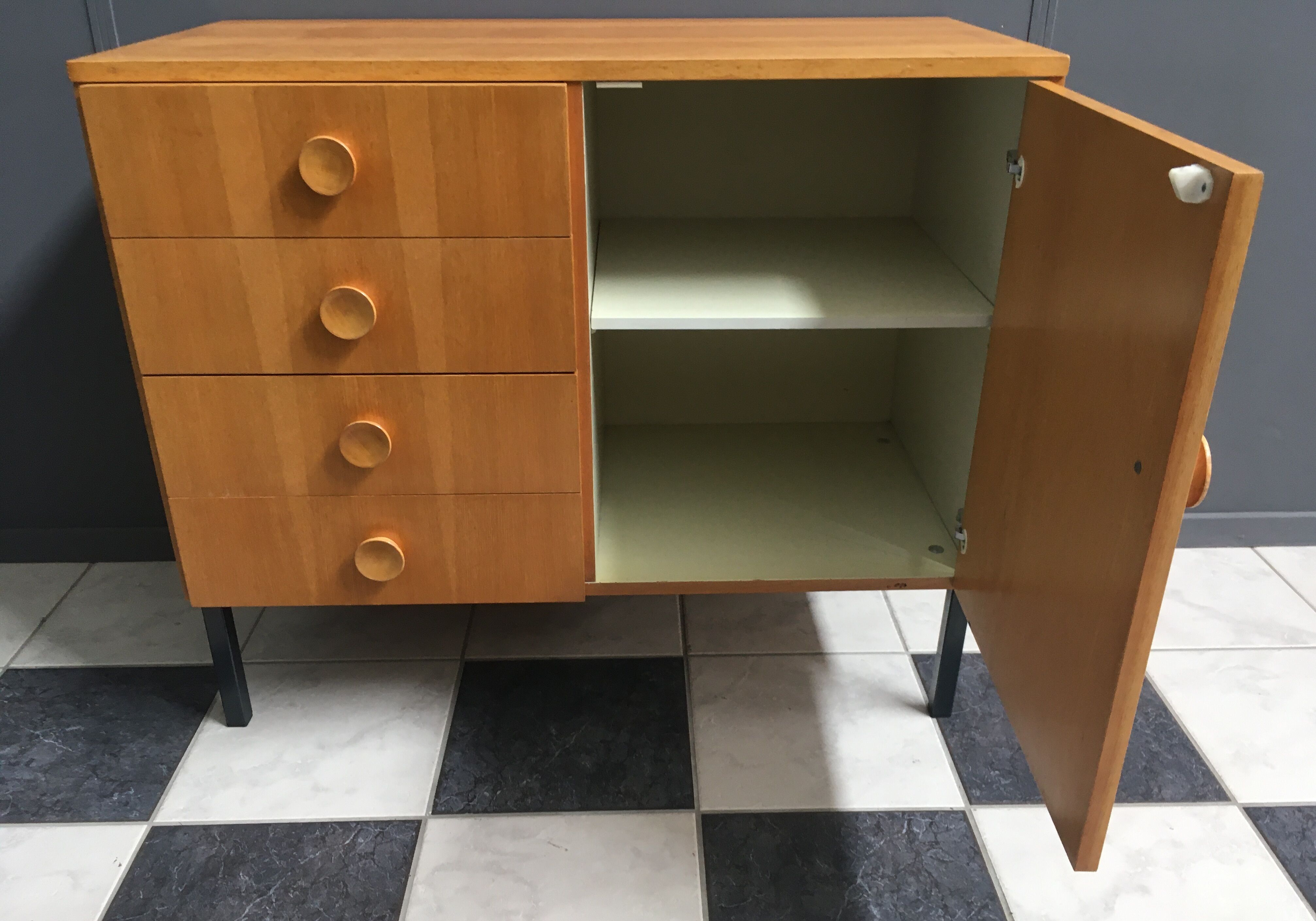 Blond wood sideboard cabinet 1970s