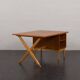 Teak and oak double-sided desk with X-shaped legs