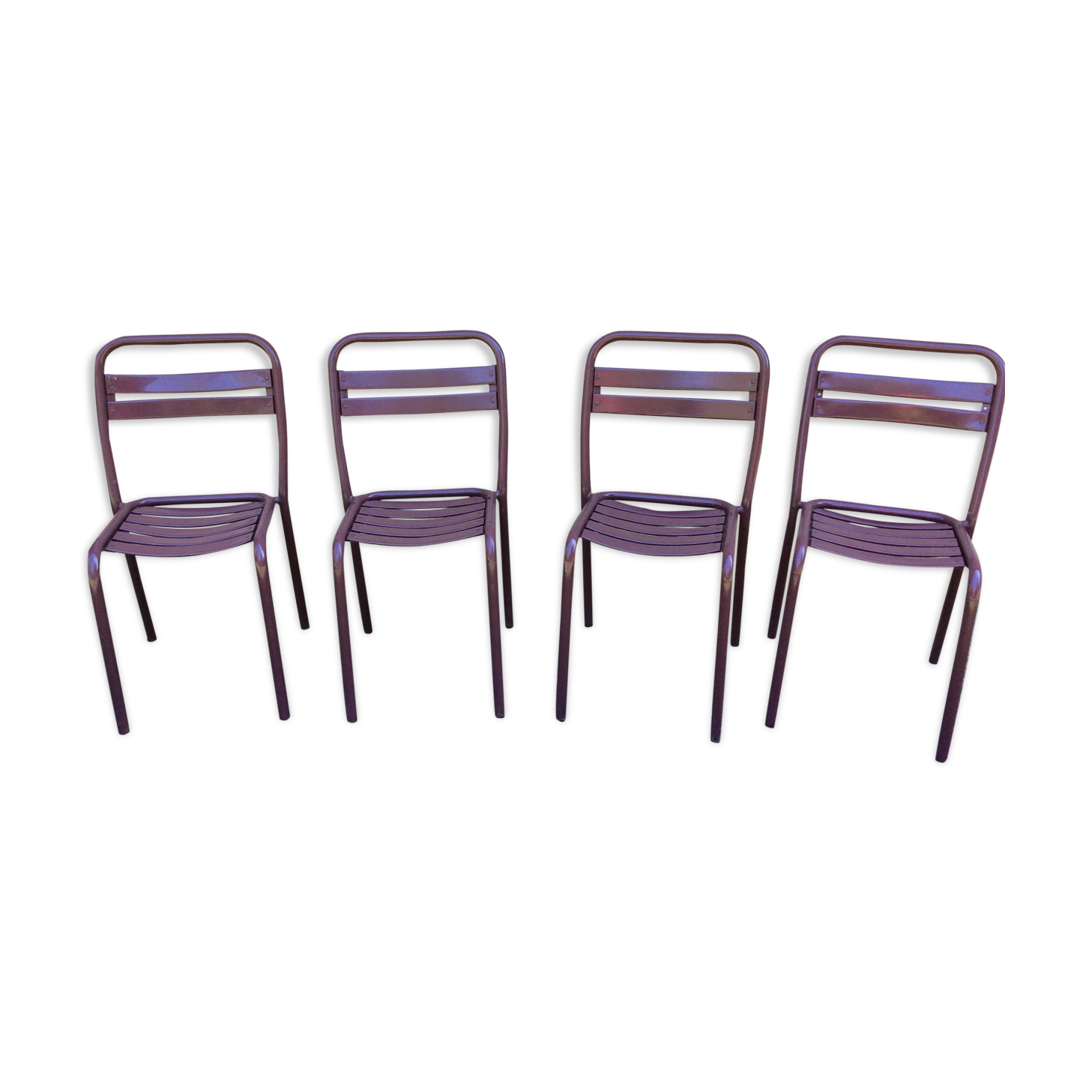 Série de 4 chaises en métal