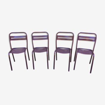 Série de 4 chaises en métal