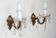 Pair French Vintage Single Bronze Wall Lights Adorned With Crystal Droplets