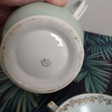 Vintage Limoges porcelain mint coffee set and golden edging