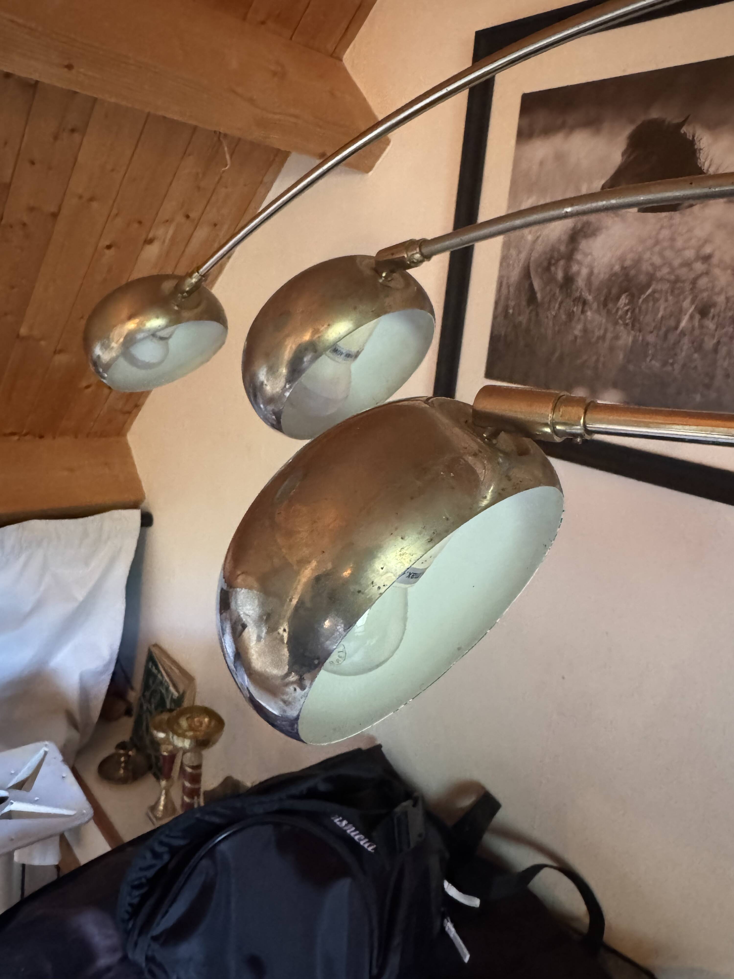 Lampadaire vintage 5 branches style Space âge chrome socle en marbre