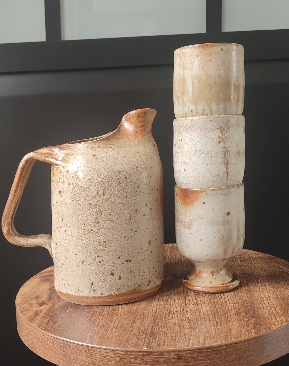 Service trio in pyrite stone Puisaye Jean-Pierre Prud'homme.