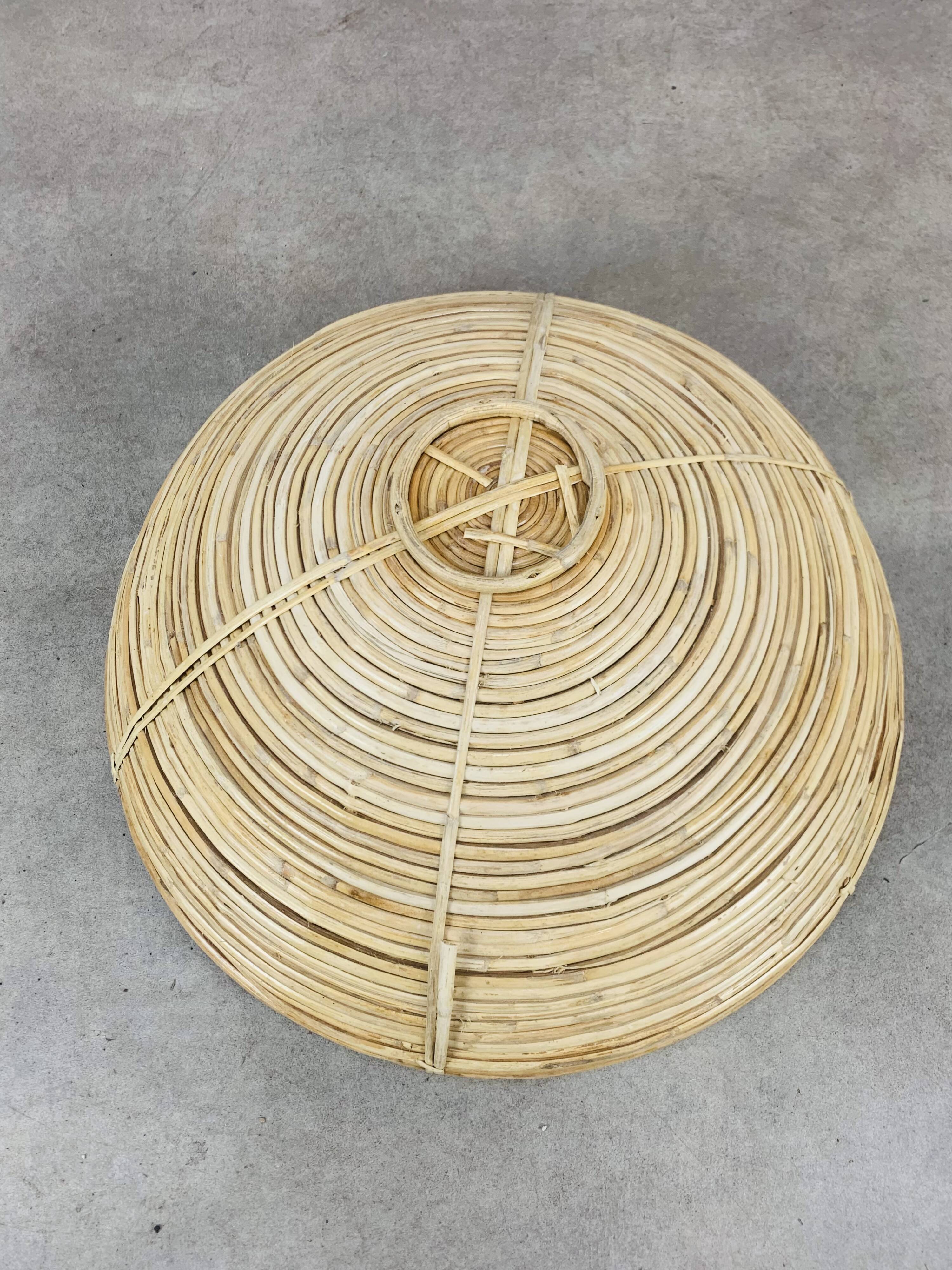 Large wicker bowl 48 cm, vintage, 60s, rattan