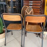 Pair of wooden and metal children's chairs