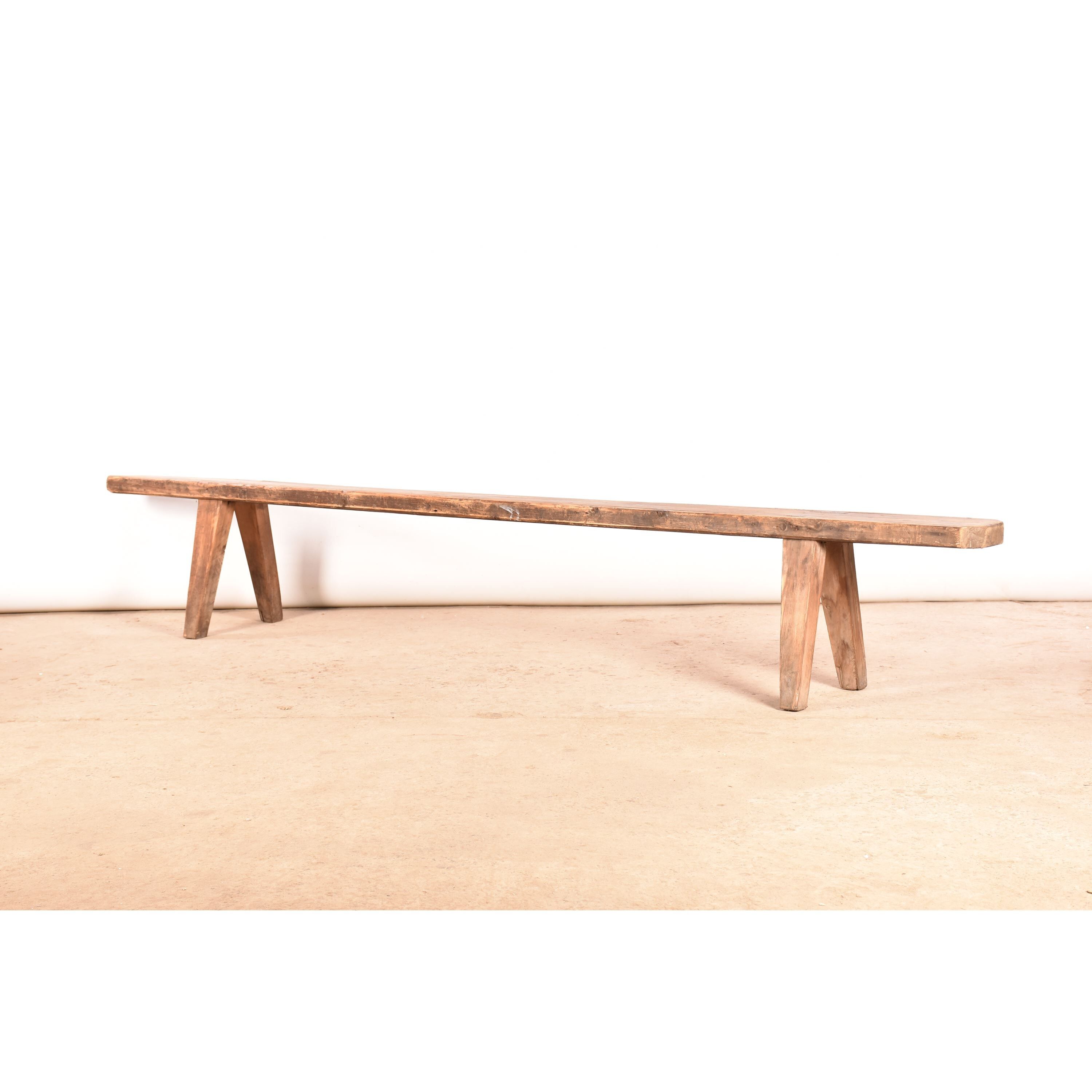Vintage wooden bench brown