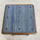 High workshop stool in dark wood and grey blue linoleum 60cm